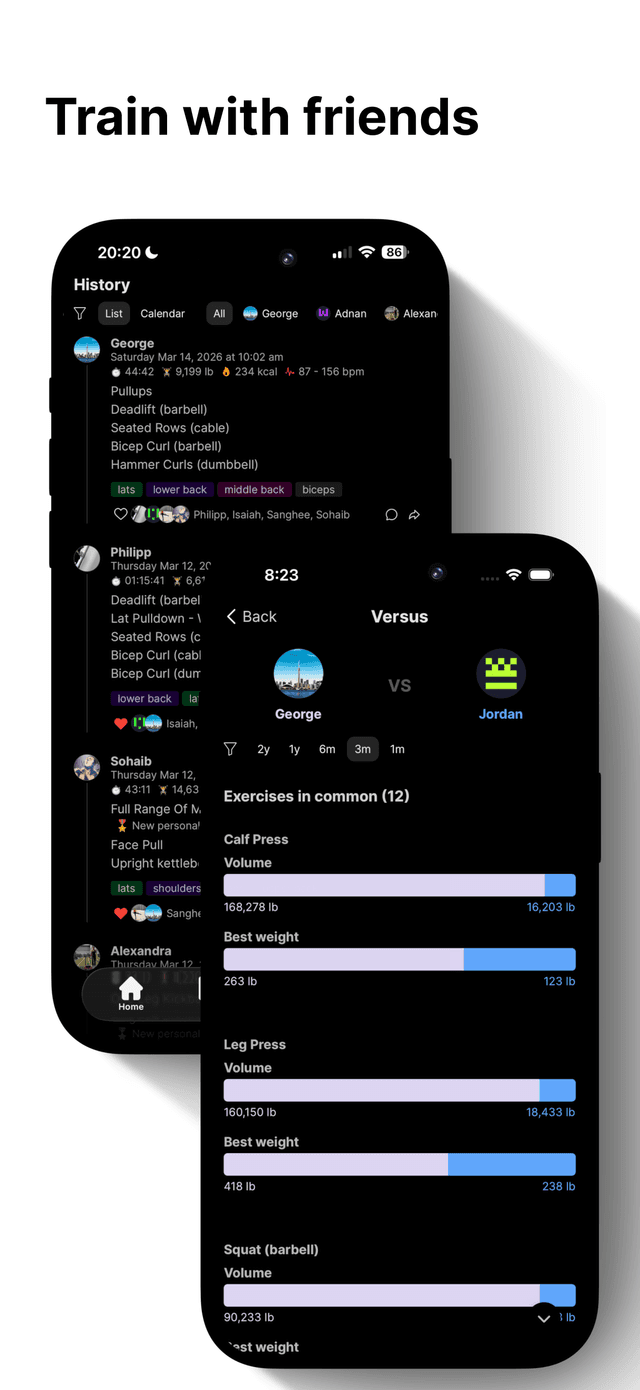 Train with friends and compete